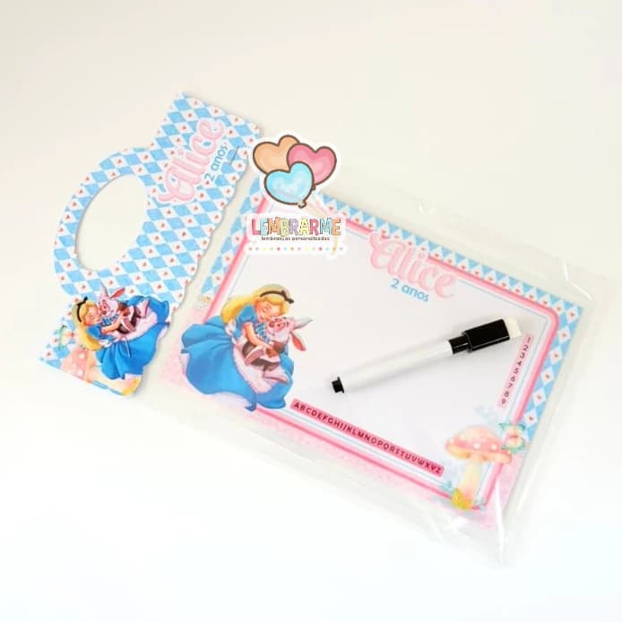 10 Lousa Mágica Alice no País das Maravilhas 3 em 1 Lembrancinha Personalizada - Fazemos todos os temas
