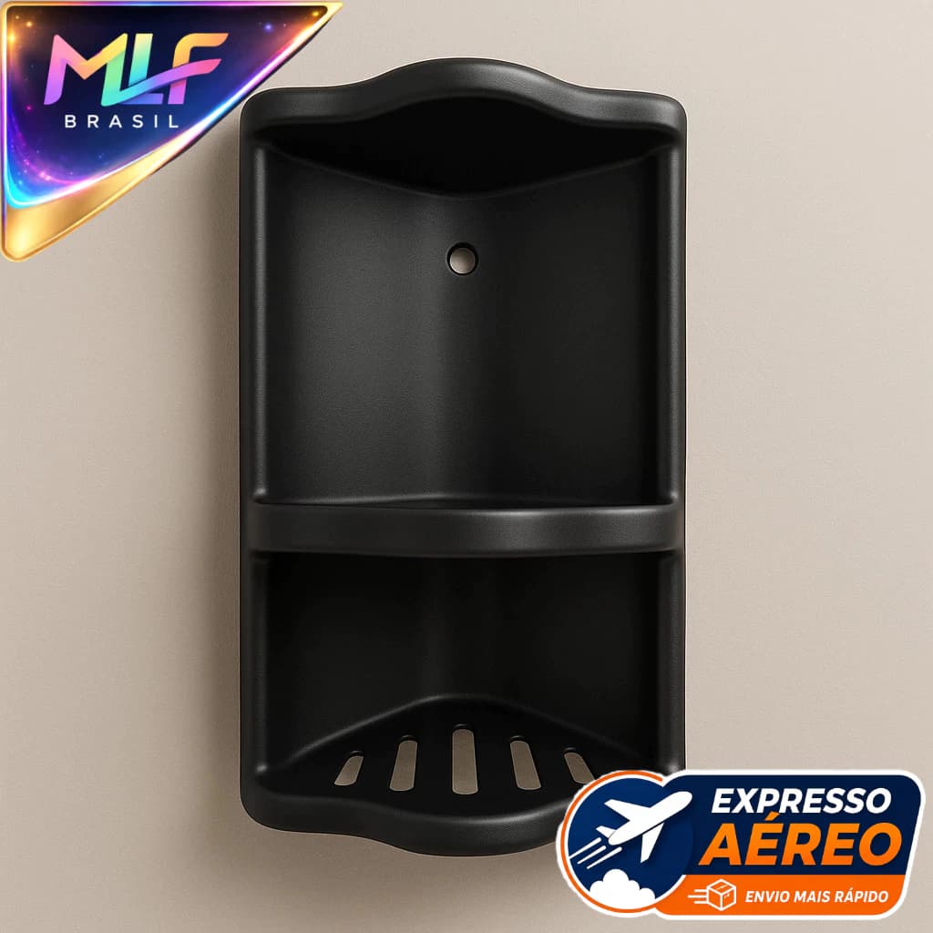 Suporte de Banheiro Preto Parede Porta Shampoo Condicionador Sabonete para Box Espaço Organizado