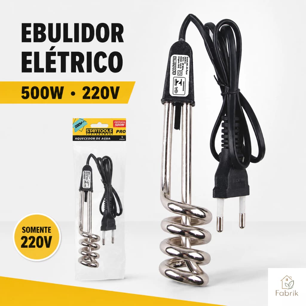 Ebulidor Elétrico 220V 500W Portátil Rabo Quente Mergulhão Ferve Água Rápido Café Chá Viagem Camping