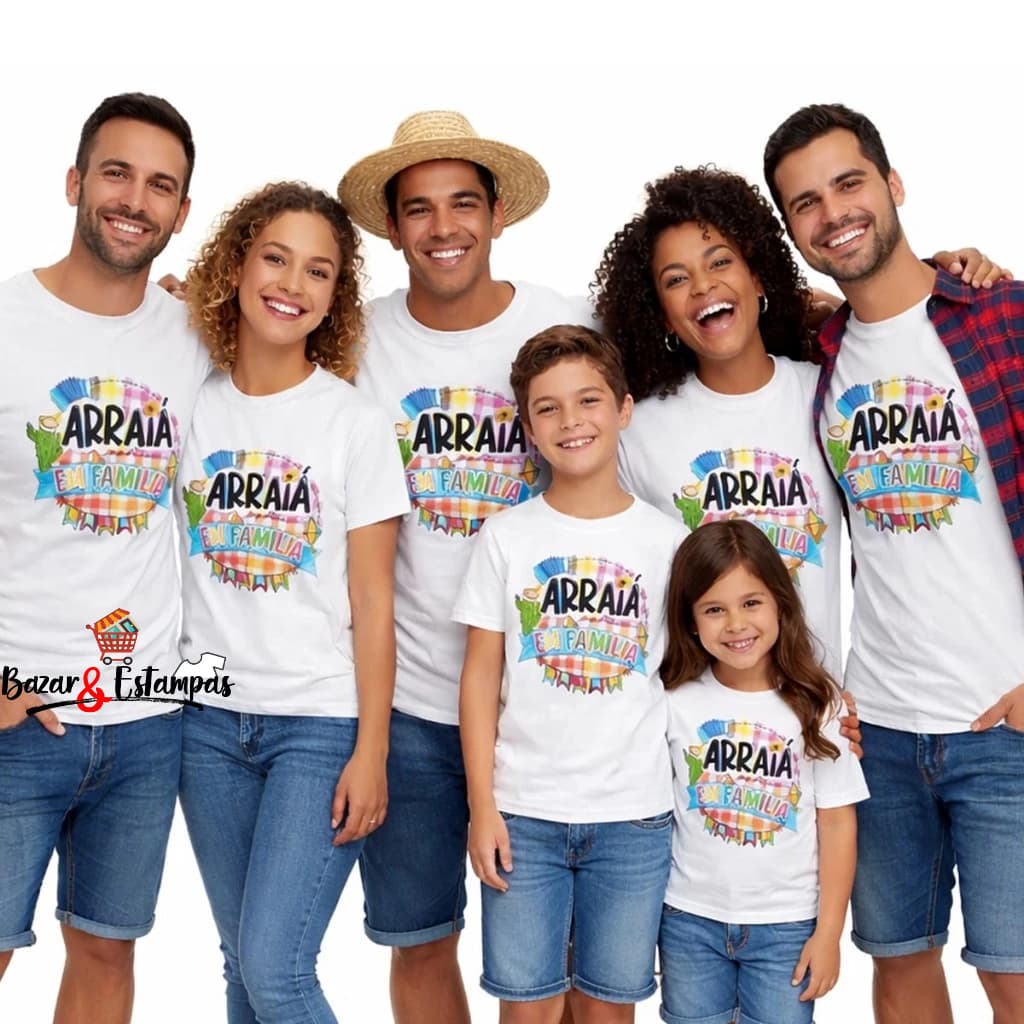 11 Camisetas Arraiá em Família Festa Junina São João Personalizada Caipira Unissex