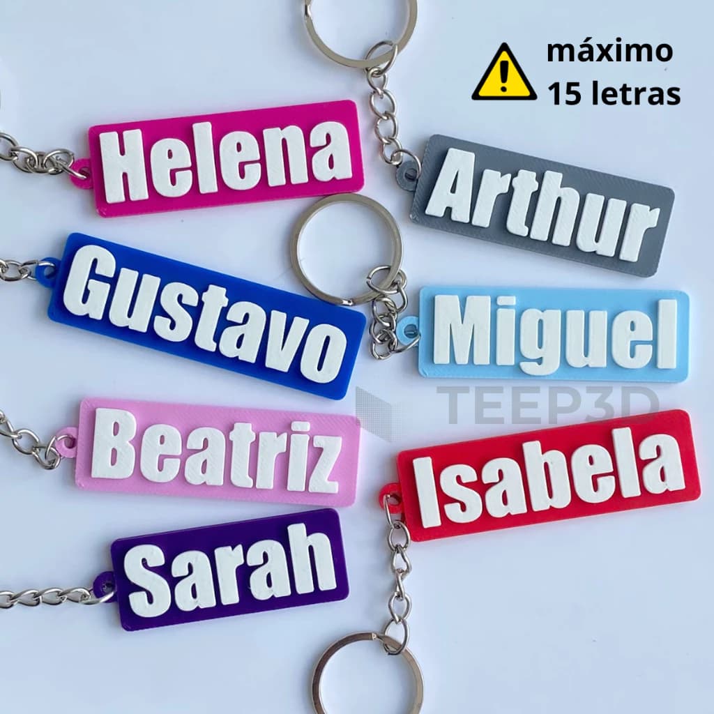 Chaveiro Nome Personalizado Impressão 3D - V2