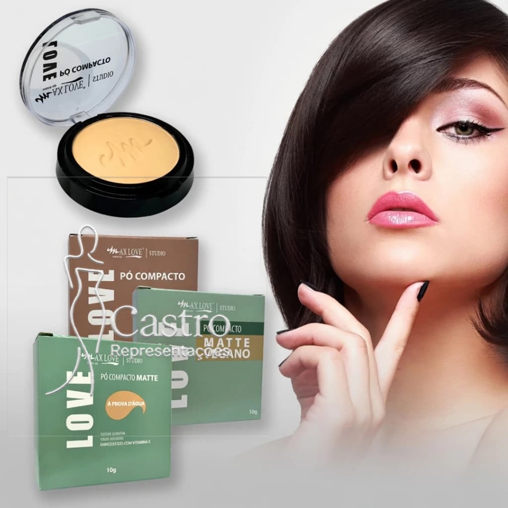 Pó Compacto Max Love Matte Ultra fino Vegano Hd À Prova D'Água -  Escolha A Cor Clara Média Escura