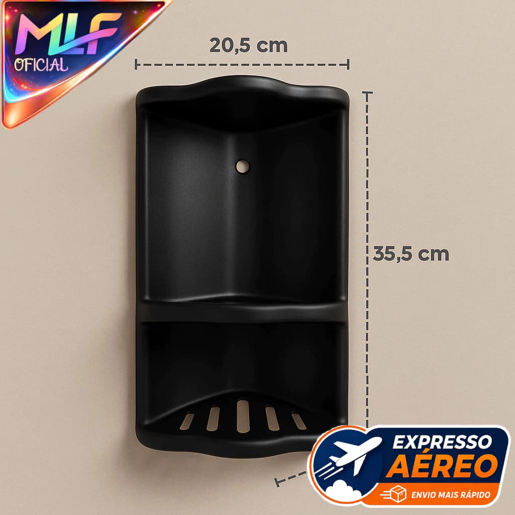 Suporte Preto Porta Shampoo Condicionador Sabonete de Parede Banheiro Box