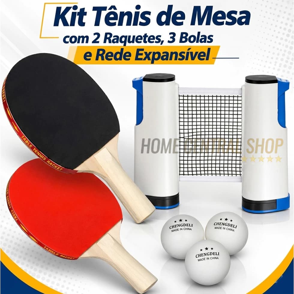 Kit Ping Pong Tênis Mesa + 2 Raquetes Rede Retrátil 3 Bolas Profissional