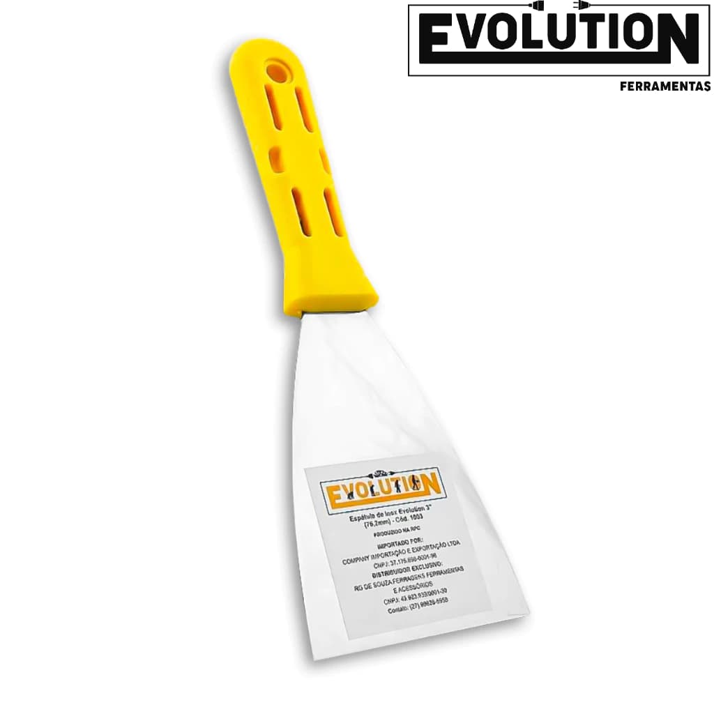 Espátula Inox Flexível Evolution 7,5cm Cabo Plástico para Pintura e Acabamento Profissional