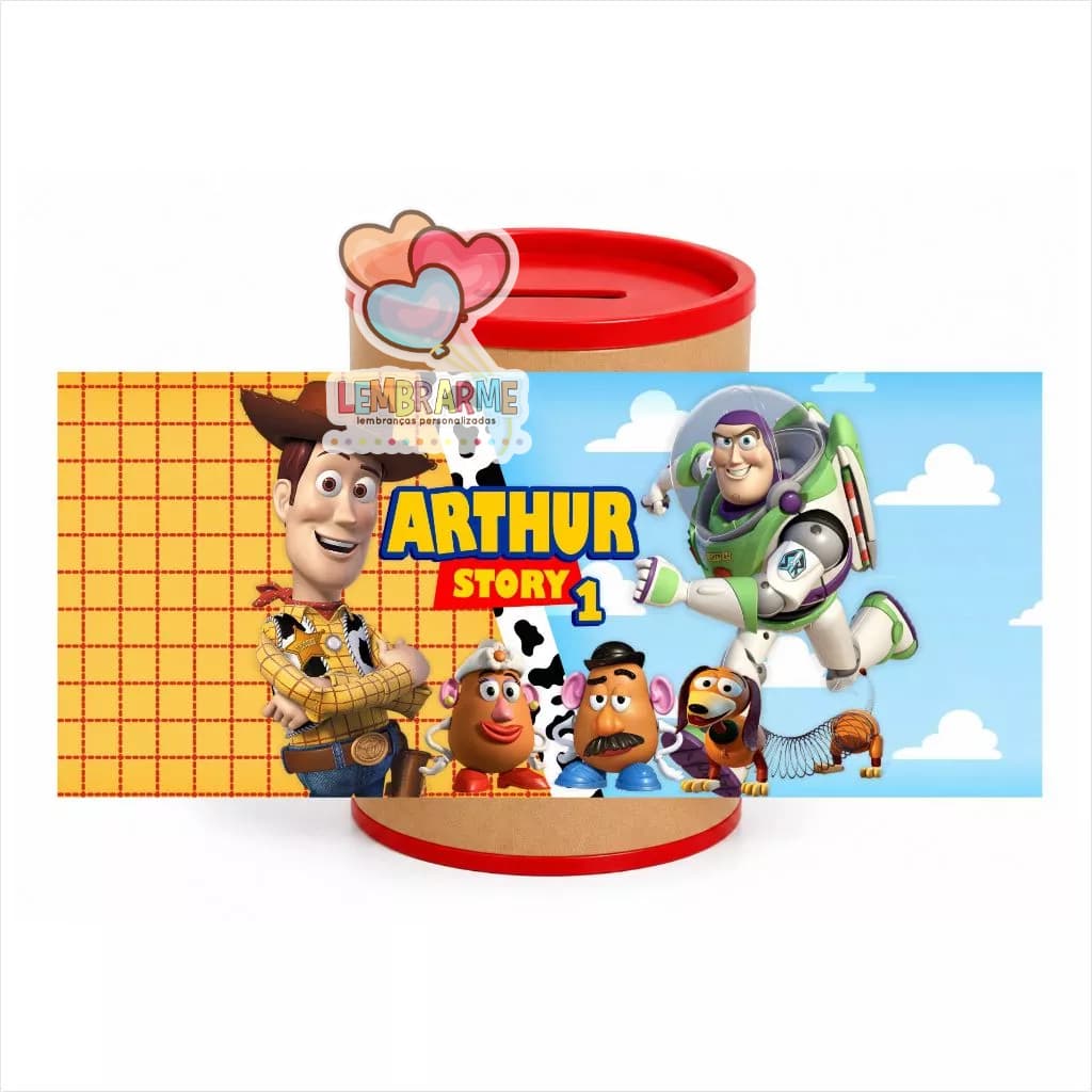 Kit Rótulo Cofrinho Personalizado Toy Story para Lembrancinha de Aniversário