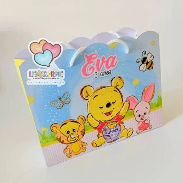 10 Sacolinhas Personalizadas Ursinho Pooh - Lembrancinha - Fazemos todos os temas