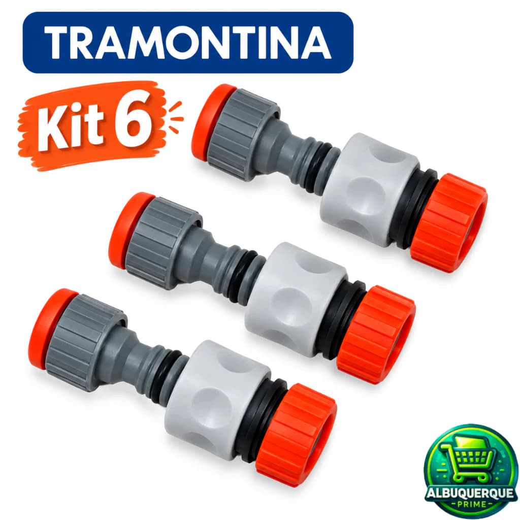 Kit 3 Adaptadores Torneira 1/2 ou 3/4 + 3 Engates Rápidos Tramontina Original Mangueiras e Lavadoras