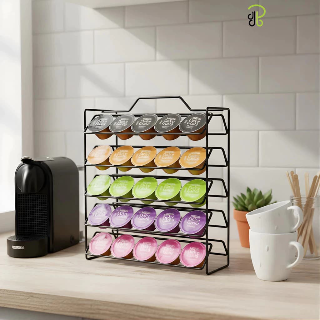 Porta Cápsulas de Café Aramado Aço Preto P/ 32 Dolce Gusto