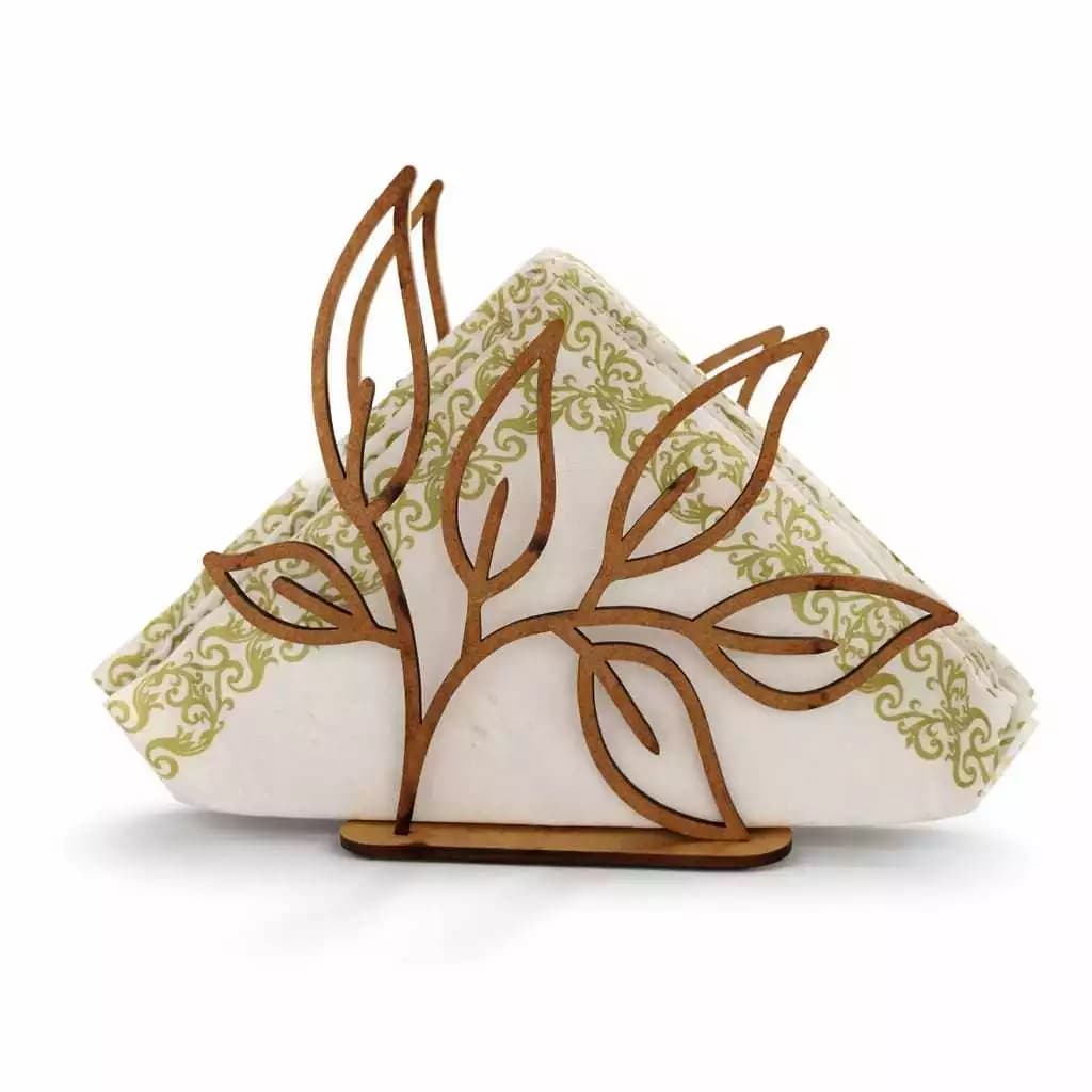Kit Porta Guardanapo MDF  Vazado Folhas Decorativo Mesa Jantar Cozinha Suporte