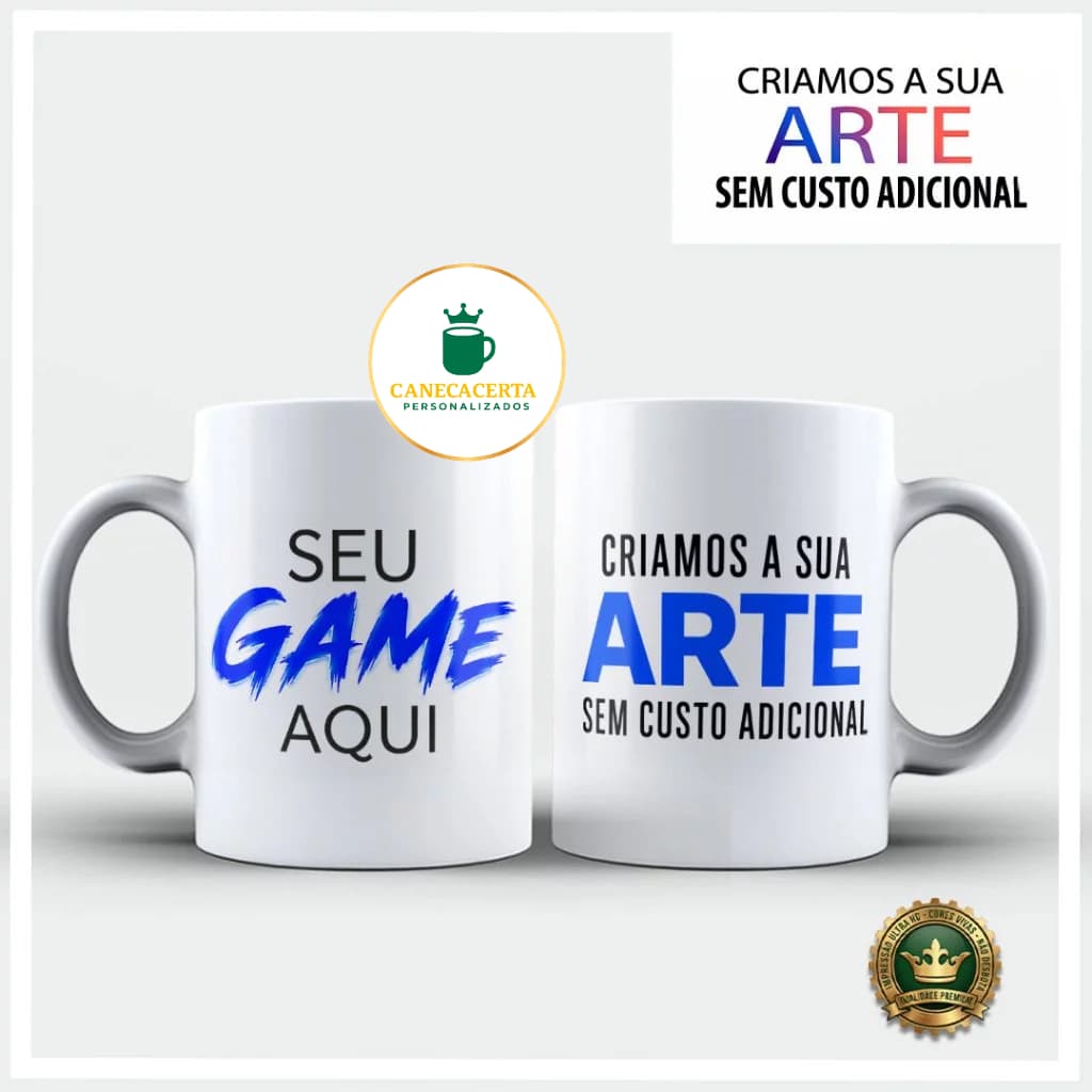 Caneca Personalizada Seu Game Jogo Gamer Geek Porcelana Premium Alta Qualidade