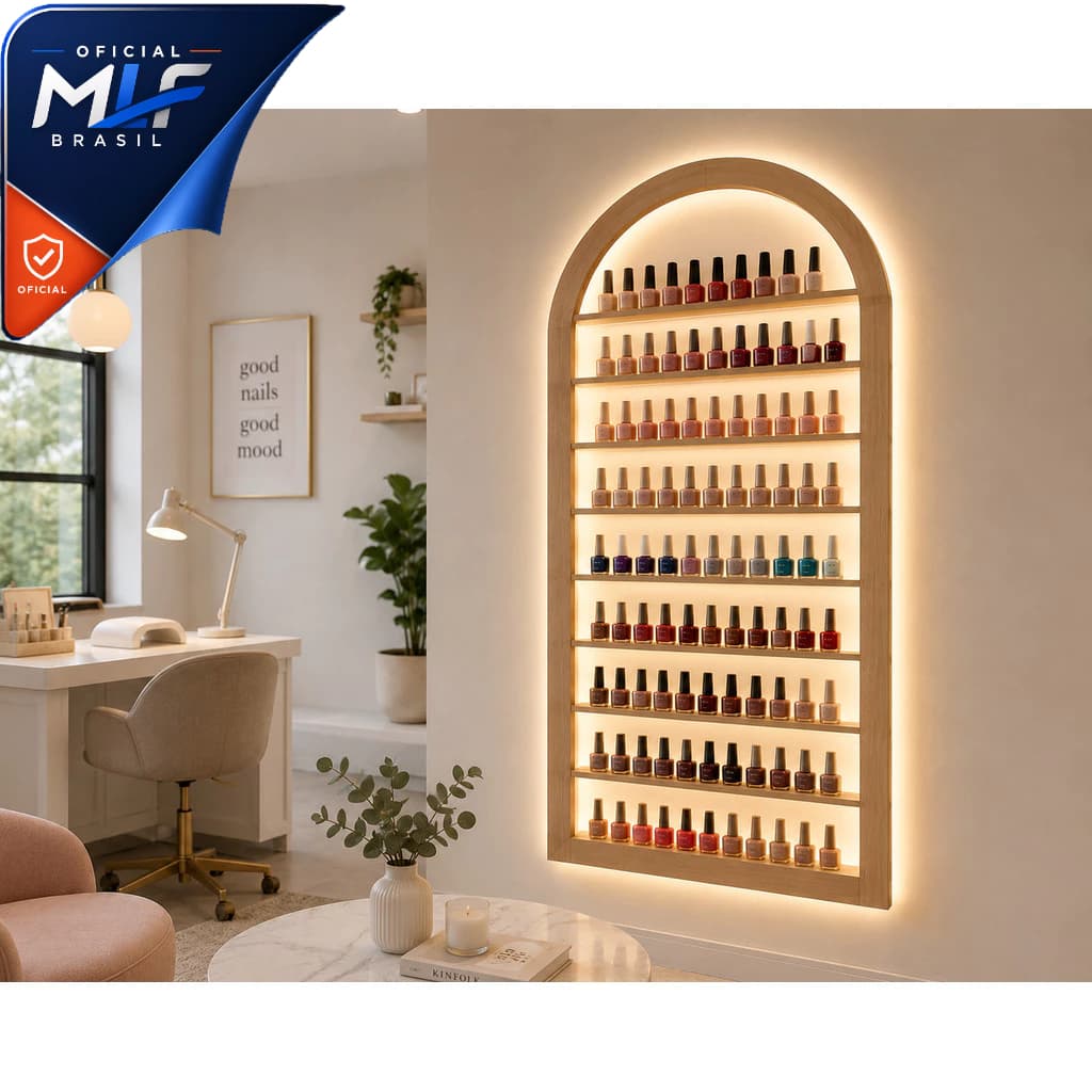 Porta Esmaltes MDF com Arco Visual Profissional para Manicure