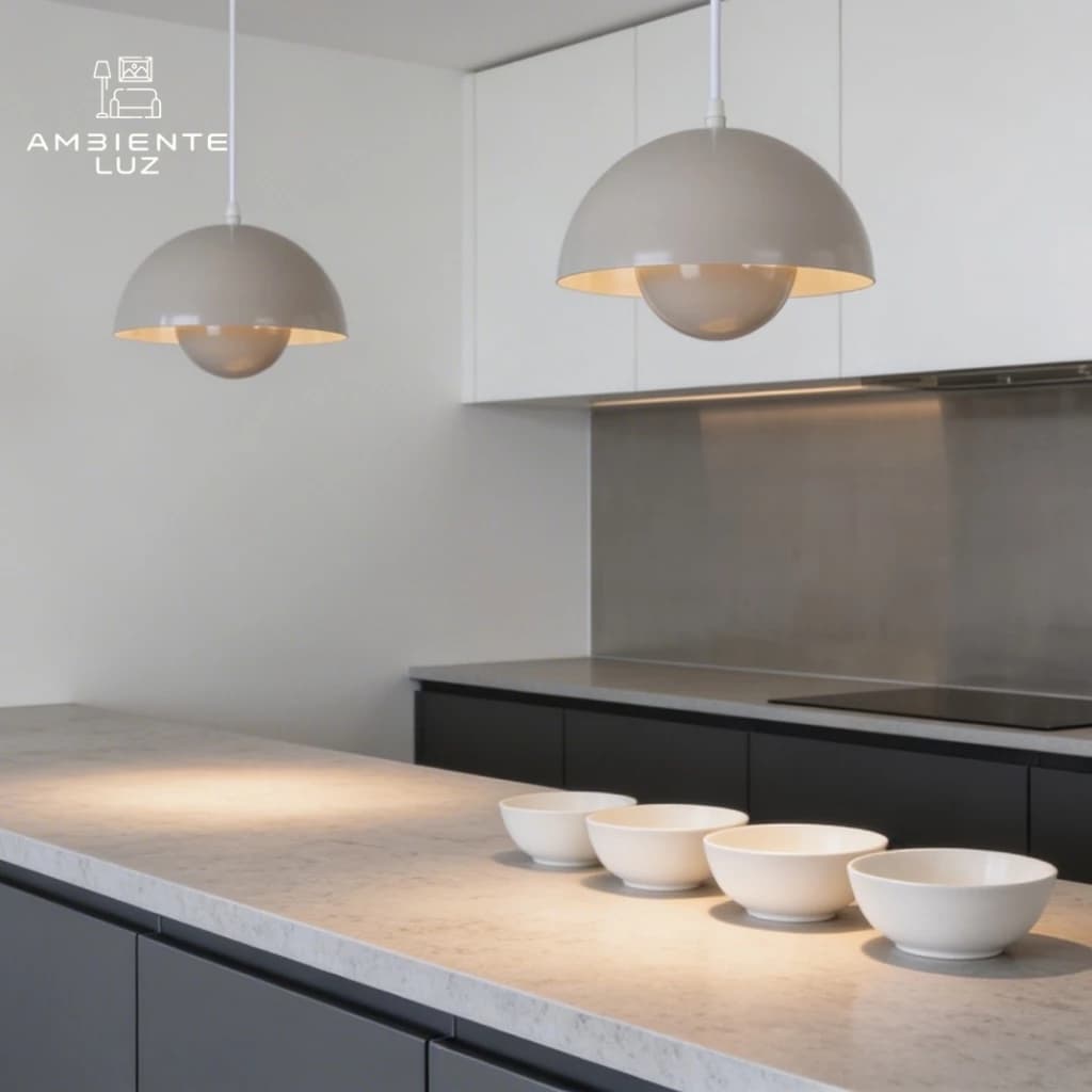 PENDENTE LUSTRE EM METAL MEIA LUA ILUMINAÇÃO INDIRETA PARA BALCÃO COZINHA QUARTO ÁREA GOURMET