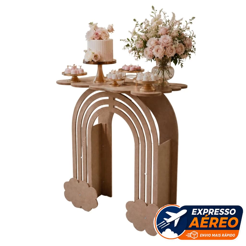Comoda Mesa Arco Iris Decoração de Festas Pegue e Monte