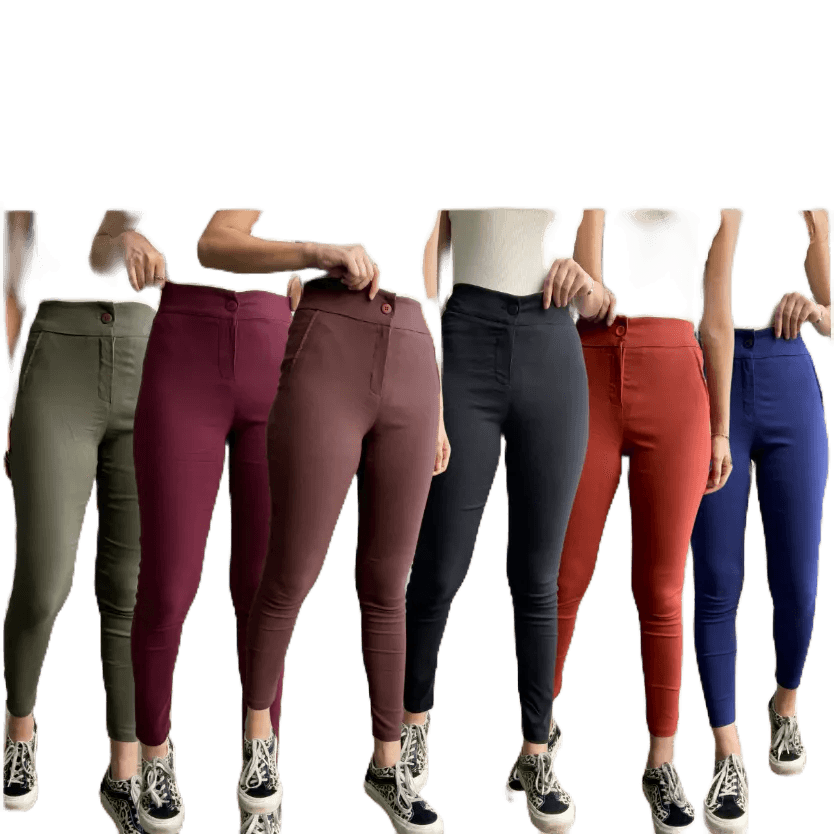 Calça Social Feminina Bengaline Sarjada com elastano Skinny