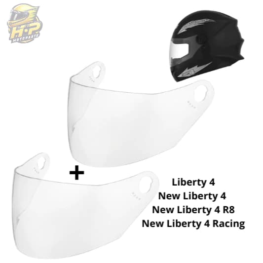 2 Viseiras Para Capacete Liberty 4/R8/Racing/5 Cristal ou Fumê Compatível Pro Tork