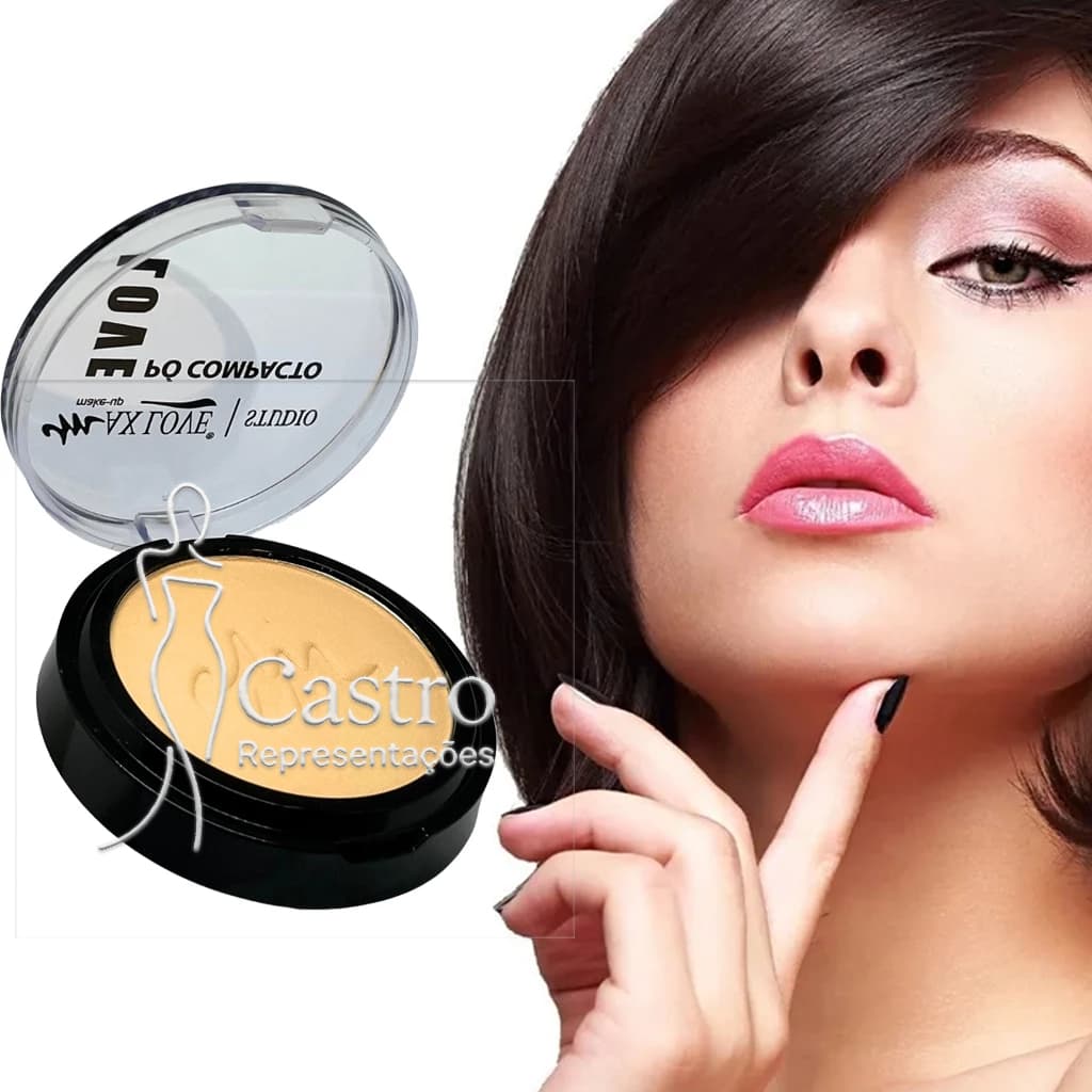 Kit 6 Unidades do Pó Compacto Facial Matte Hd À Prova D'Água Vegano Max Love - Escolha os Tons