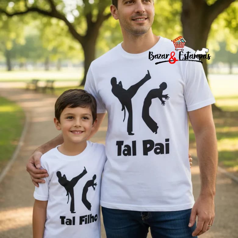 1 Camiseta Dia dos Pais Luta Camiseta Tal Pai tal Filho Artes Marciais Capoeira Judô Caratê