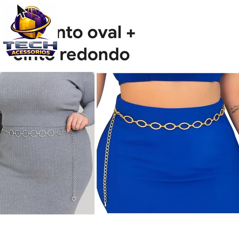 Kit com 2 Cintos: Oval + Redondo - tendencia feminino corrente modinha.