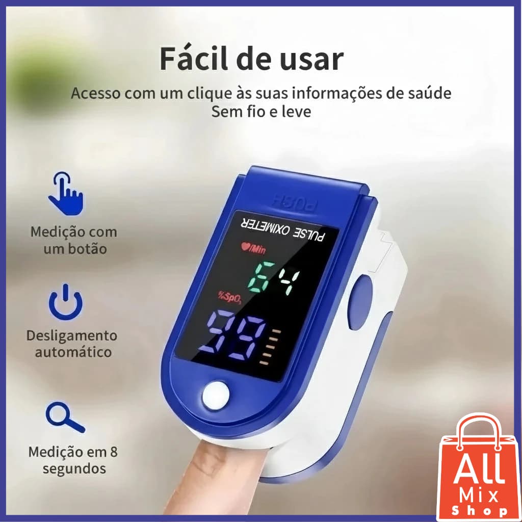 Oxímetro Digital de Dedo Medidor De Saturação De Oxigênio