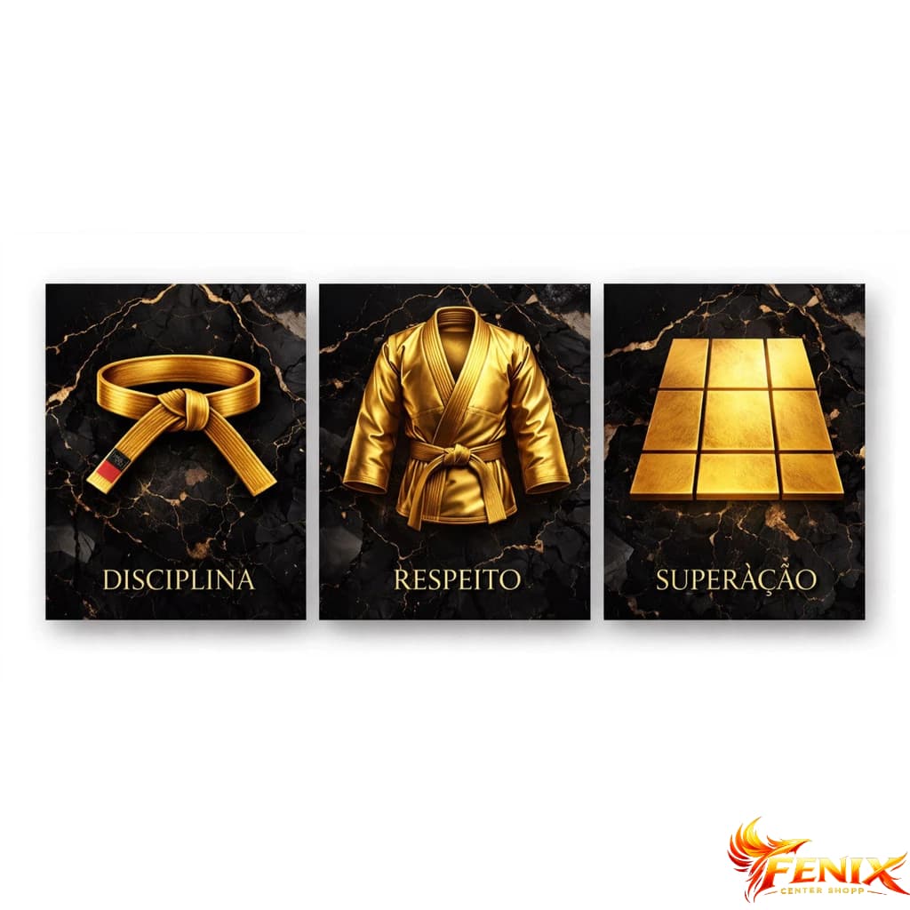 3 Quadro Decorativo profissão Jiu-Jitsu Jiu jtsu luta faixa kimono sala quarto studio hall escritório clinica 60x40cm