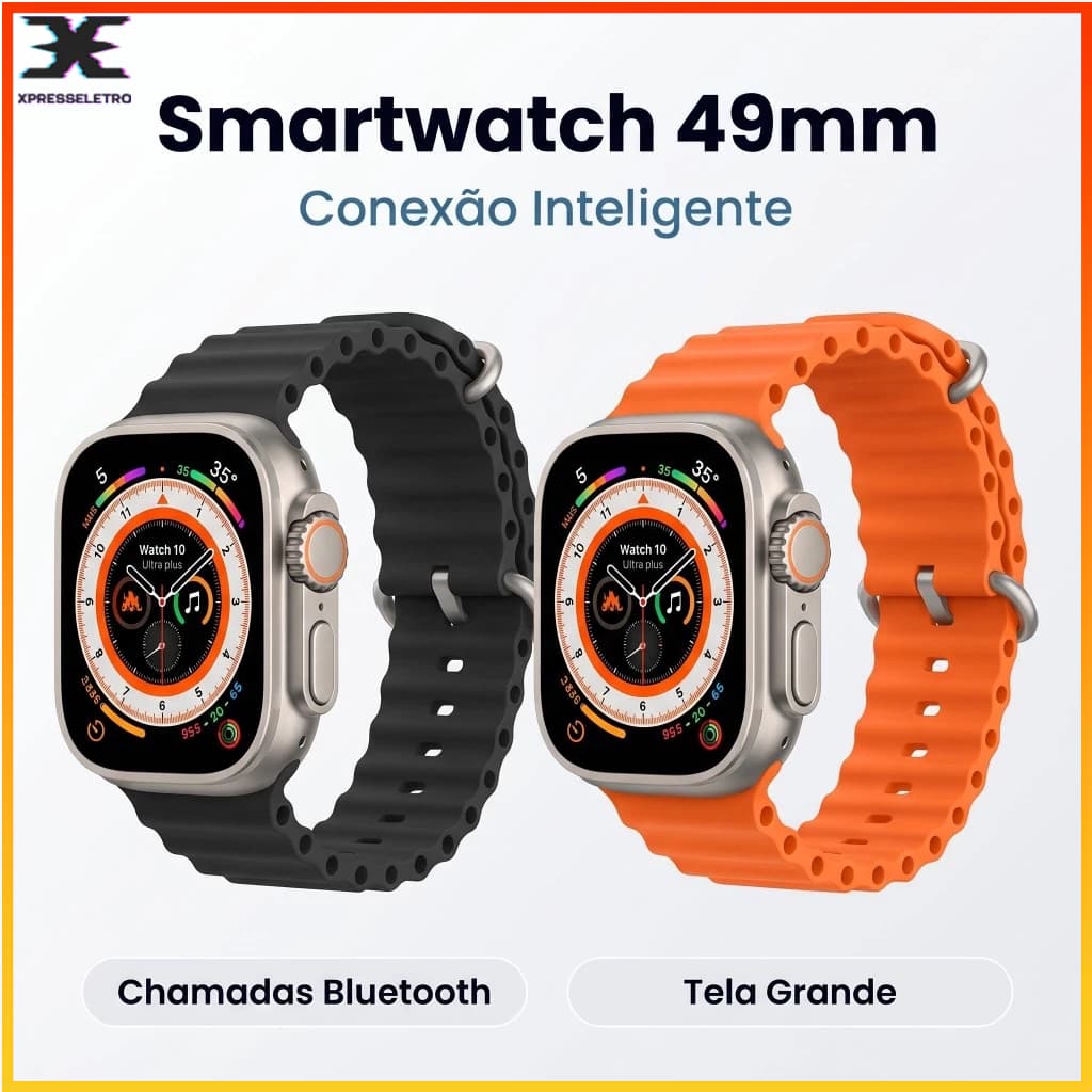 Smartwatch 49mm relógio inteligente Bluetooth com Chamadas Monitor Cardíaco Relógio Esportivo Compatível Android e iOS