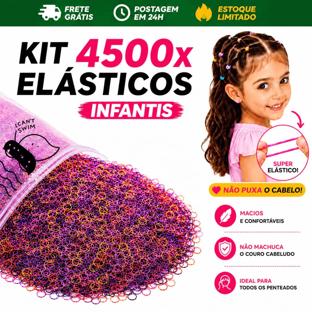 Combo 4500 Elásticos de Cabelo Liguinha Infantil Feminino com Bolsa Envio Imediato