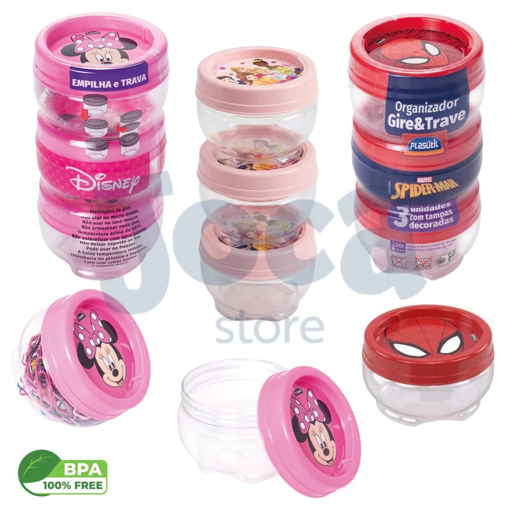 Kit Organizador Gire Trave Homem Aranha - Spidey 155 ml - 3 Peças - produto Licenciado