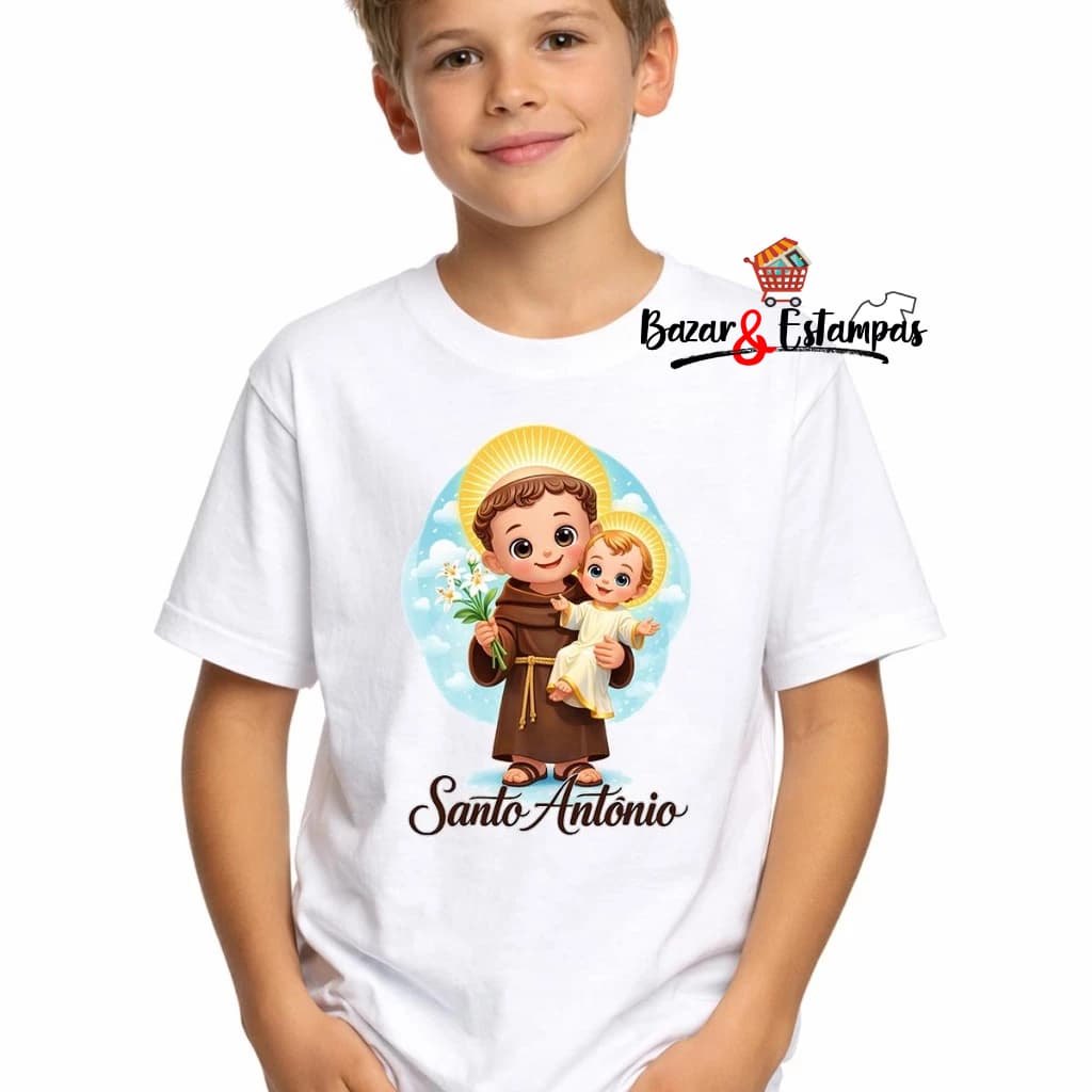 1 Camiseta Santo Antônio Infantil Camisa Igreja Católica Santo Antônio Unissex