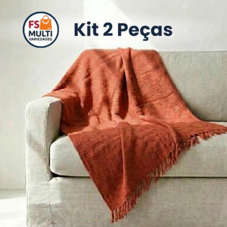 Kit 2 Mantas para Sofá Grande 2,30x1,70m Luxo Decorativa Lavável
