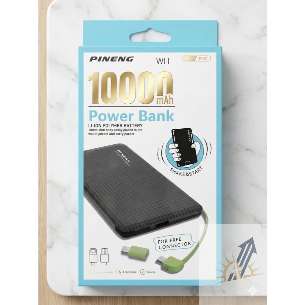 Power Bank 10000mAh Ultra Slim 10mm Shake Start 2 USB Cabo Incluso Fino Leve Carregador Portátil Pronta Entrega