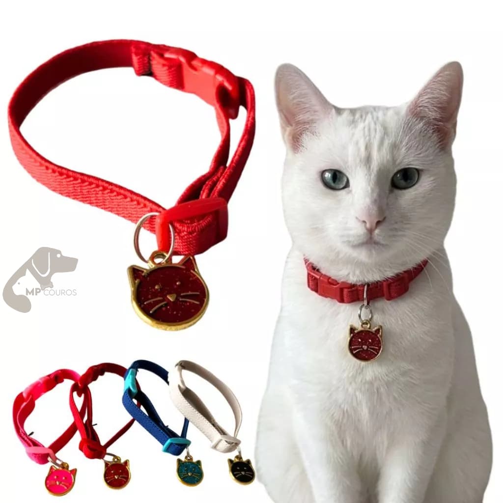 Coleira para Gato Elástica Antienforcamento Ajustável Segura Cores Variadas Confortável