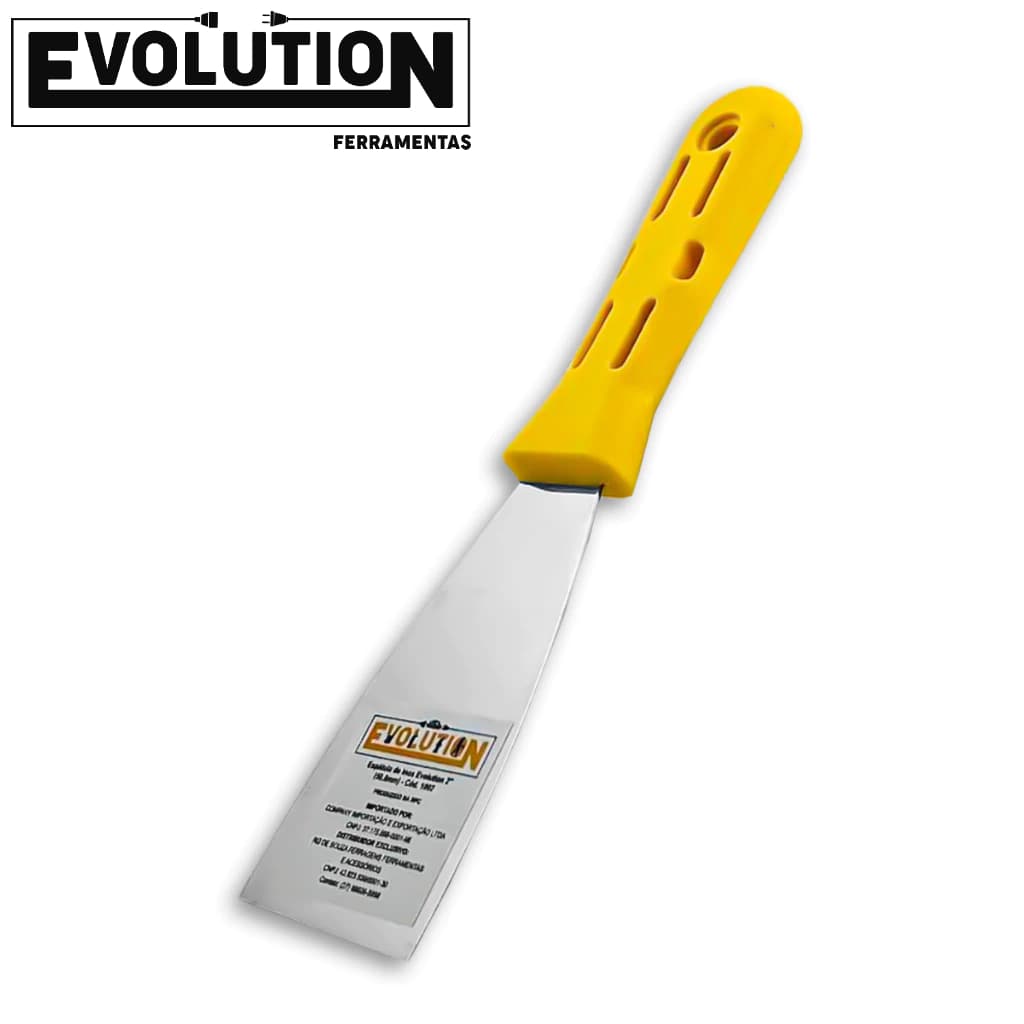 Espátula Inox Flexível Evolution 5 Cm Cabo de Plástico Para Acabamento Pintores