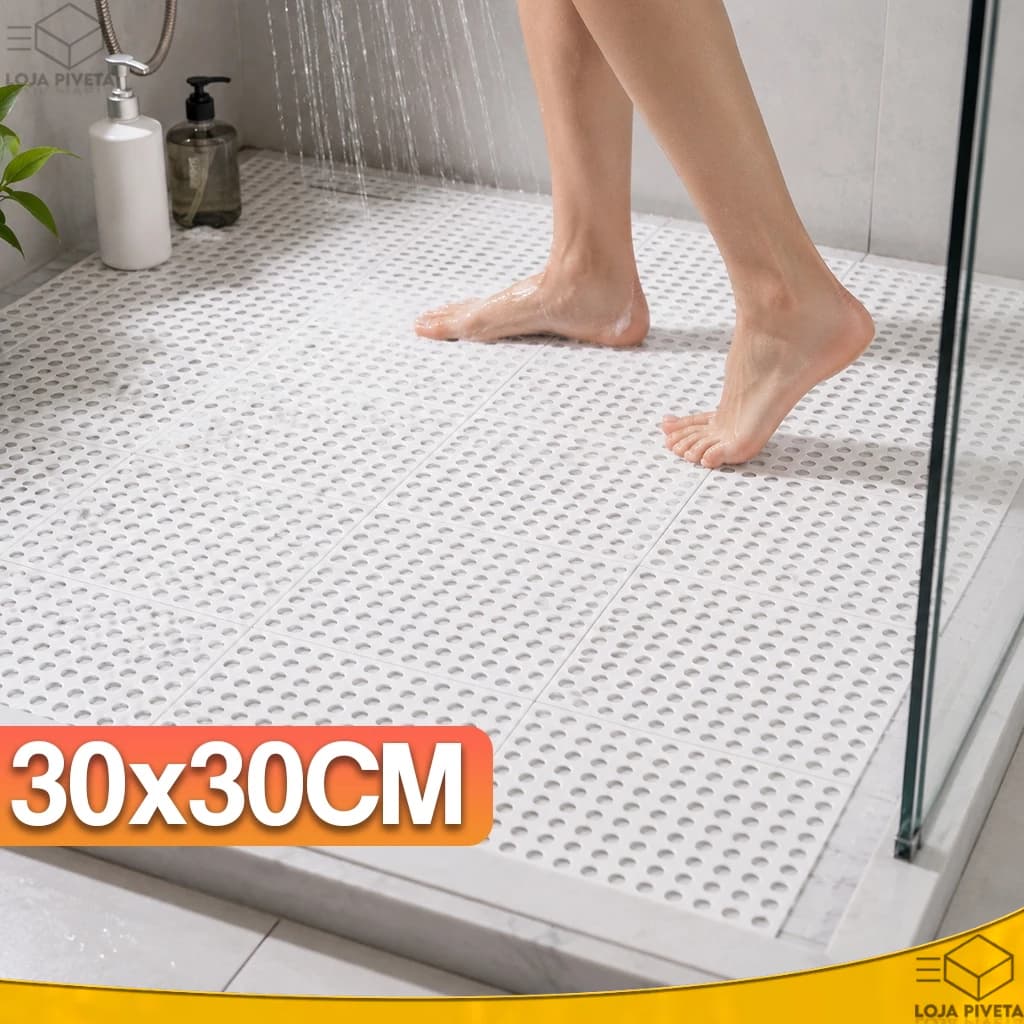 Kit Tapete Modular Piso Estrado 30x30cm Anti-Derrapante Emborrachado Para Box Banheiro Piscina