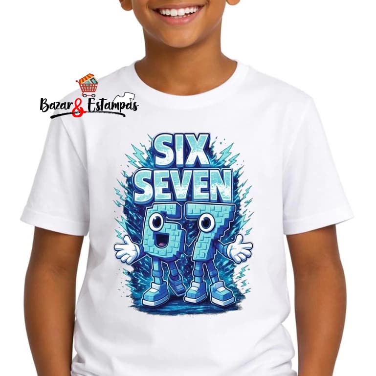 1 Camiseta Six Seven 6 7 Trend Meme Viral Unissex Menina Menino Adolescentes