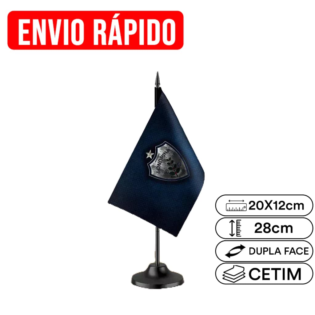 Mini Bandeirinha de Mesa Londrina 20x12cm | Personalizada | Haste 28cm | Estampa em Sublimação