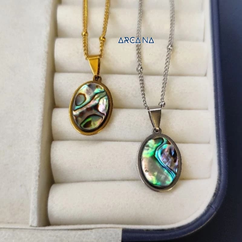 Colar com Pedra Natural Aço Inoxidável Hipoalergênico