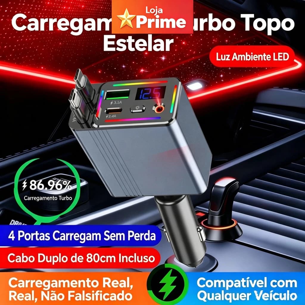 Carregador de luzes estreladas com carregamento rápido 120W, 4 em 1