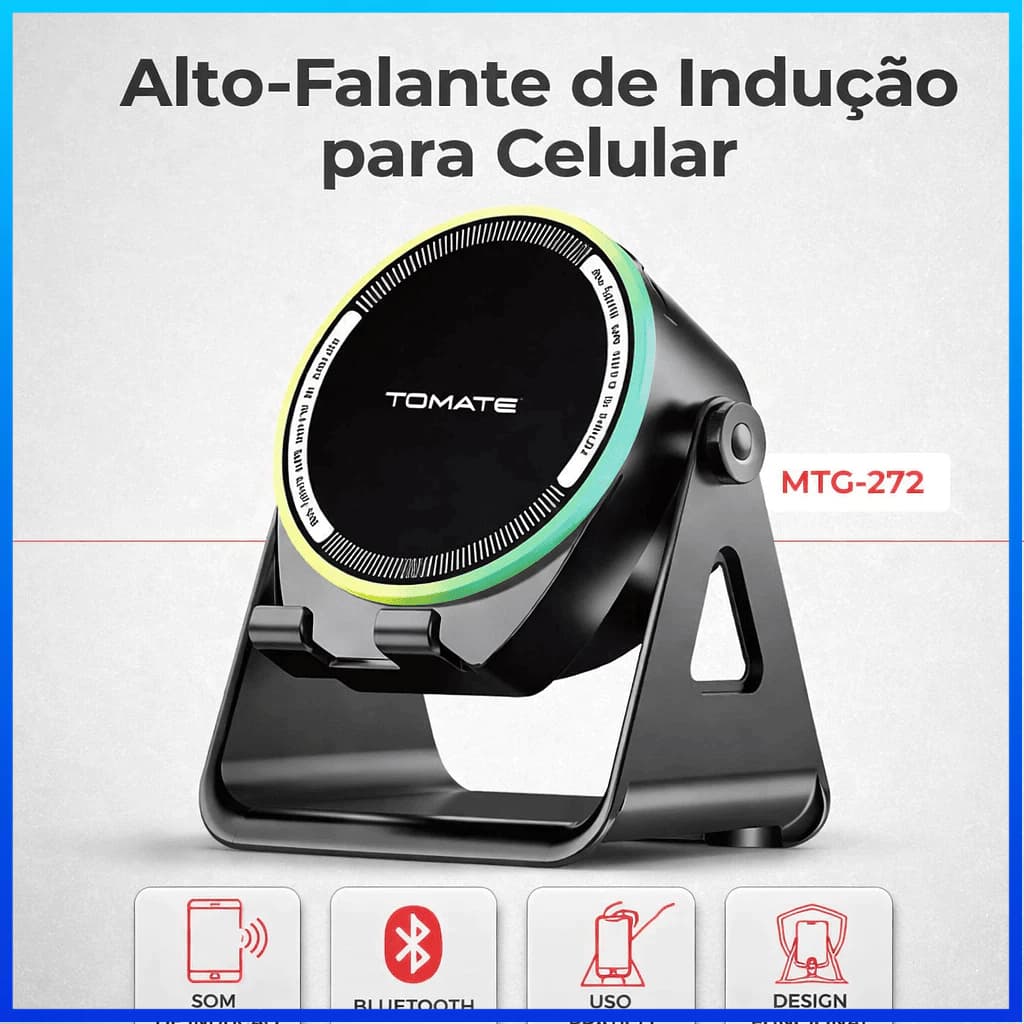 Caixa de Som por Indução com Suporte para Celular Amplificador de Som Sem Bluetooth Portátil Universal Vídeo Música