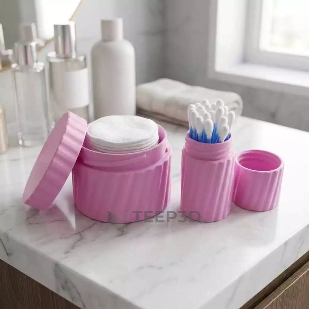 Kit Porta Cotonetes e Algodão com Tampa Rosqueável | Organizador de Higiene Pessoal para Viagem
