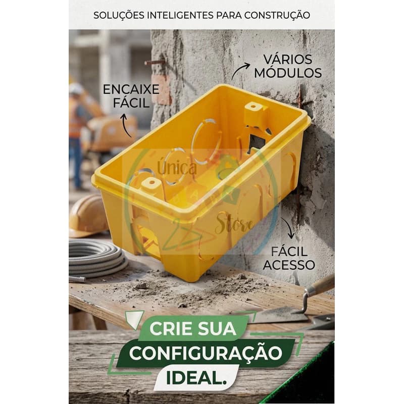 Caixa de Luz 4x2 Reforçada P/ Tomada Interruptor Embutir Amarelo