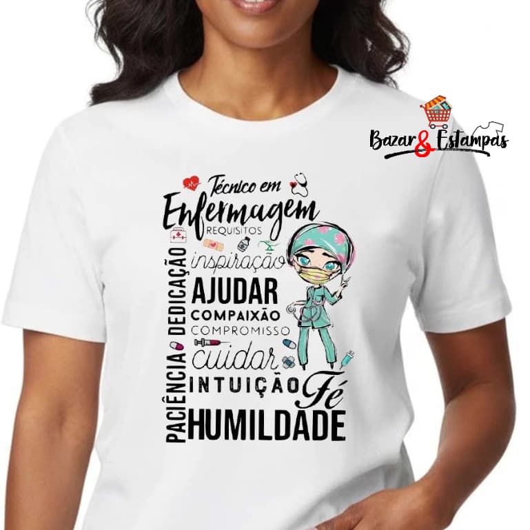 1 Camiseta Técnico em Enfermagem Camisa Profissão Enfermeira