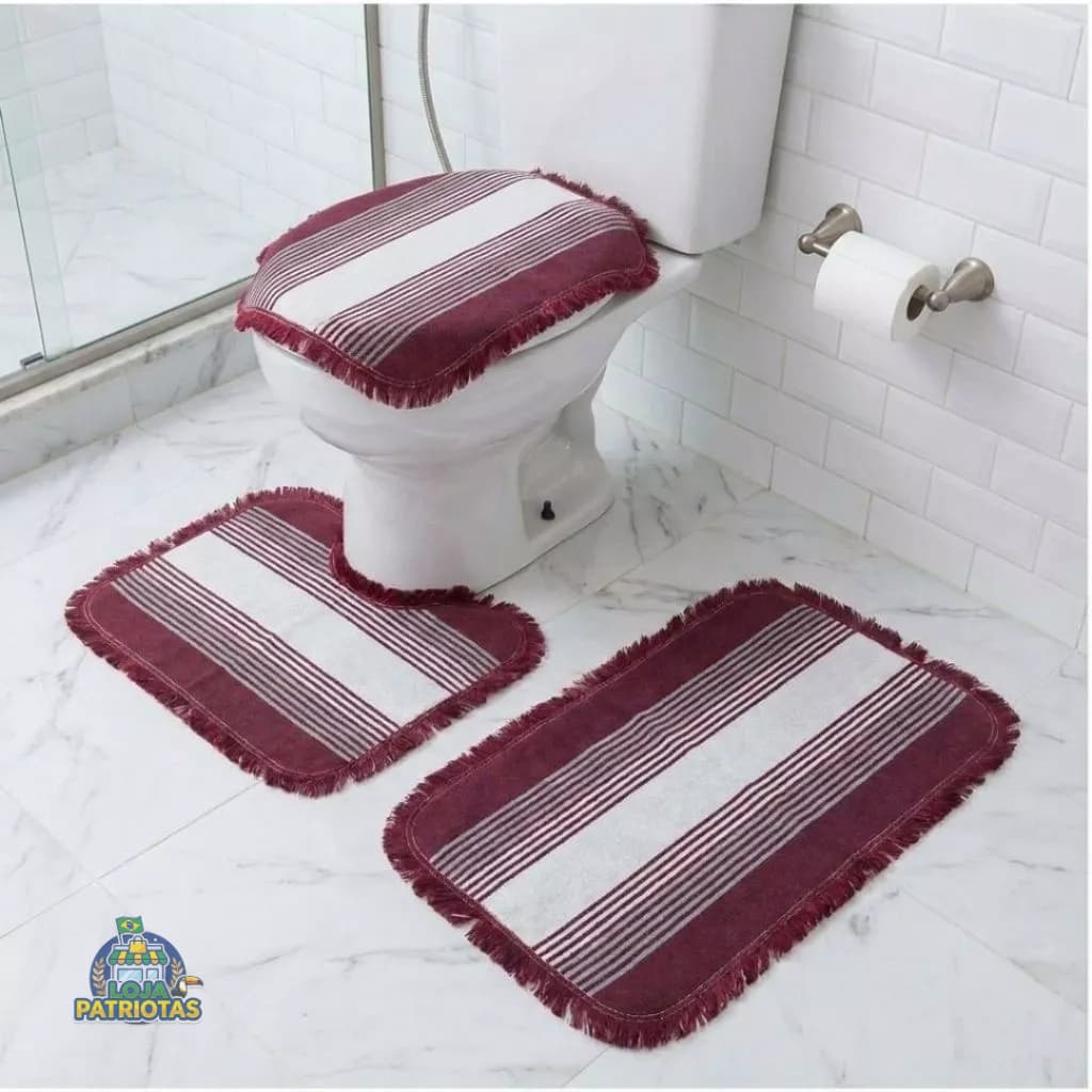 Tapete para Banheiro Kit 3 Peças Macio Antiderrapante Super Absorvente