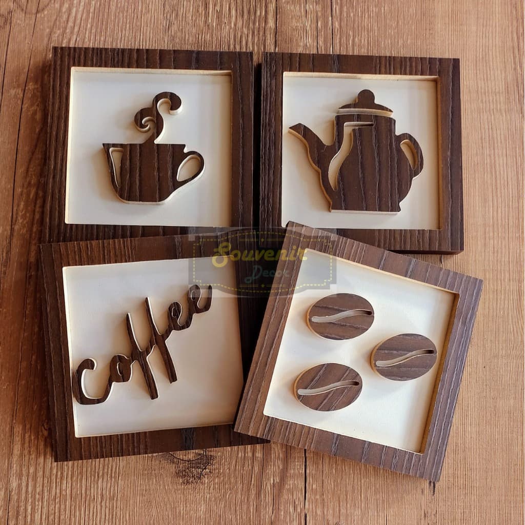 4 Quadros Cantinho Do Café com moldura 3d