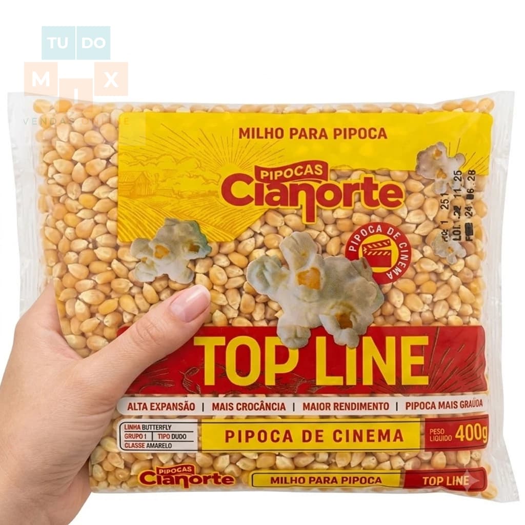 Milho De Pipoca Top Line Cianorte 400g Alta Expansão Tipo Cinema