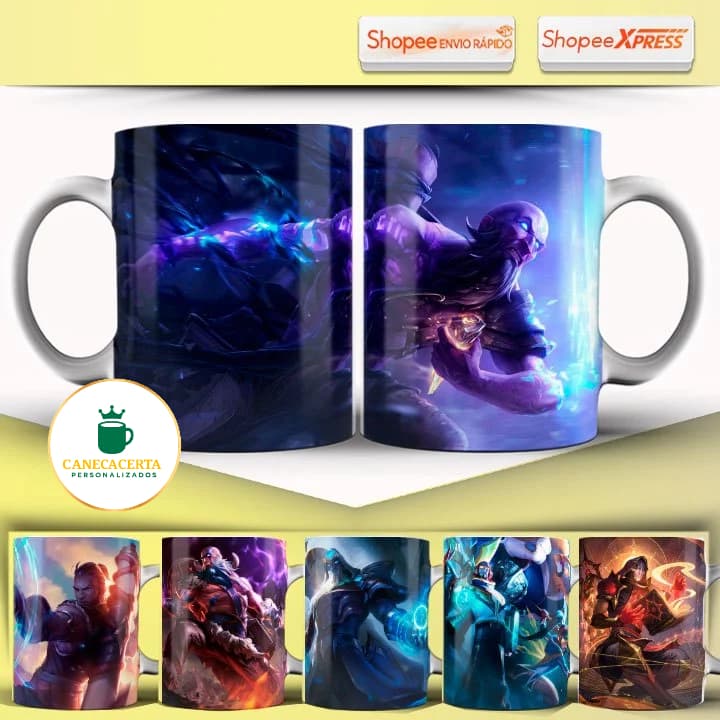 Caneca League Of Legends Ryze Vários Modelos Todas Skins Caneca Gamer LOL 325ML
