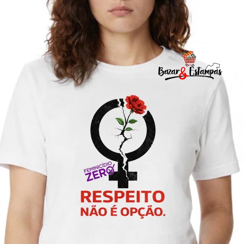 Camiseta Protesto Contra Feminicídio Estampa de Conscientização Social Unissex