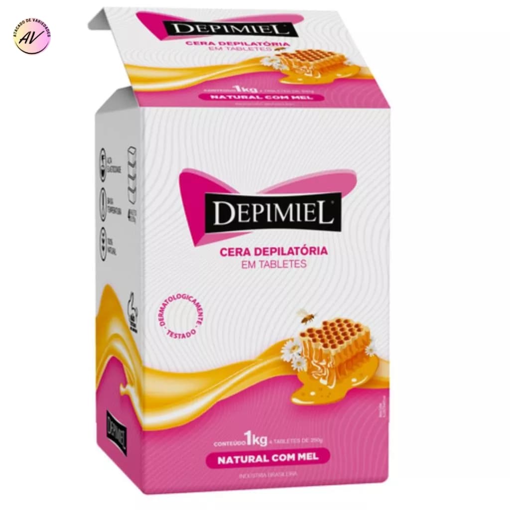 Cera Depilatória em Tabletes 4x250g Natural com Mel 1kg - Depimiel
