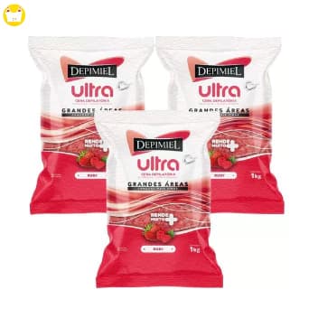 Depimiel Cera Depilatória Pérolas Ruby 1Kg Kit 3 un