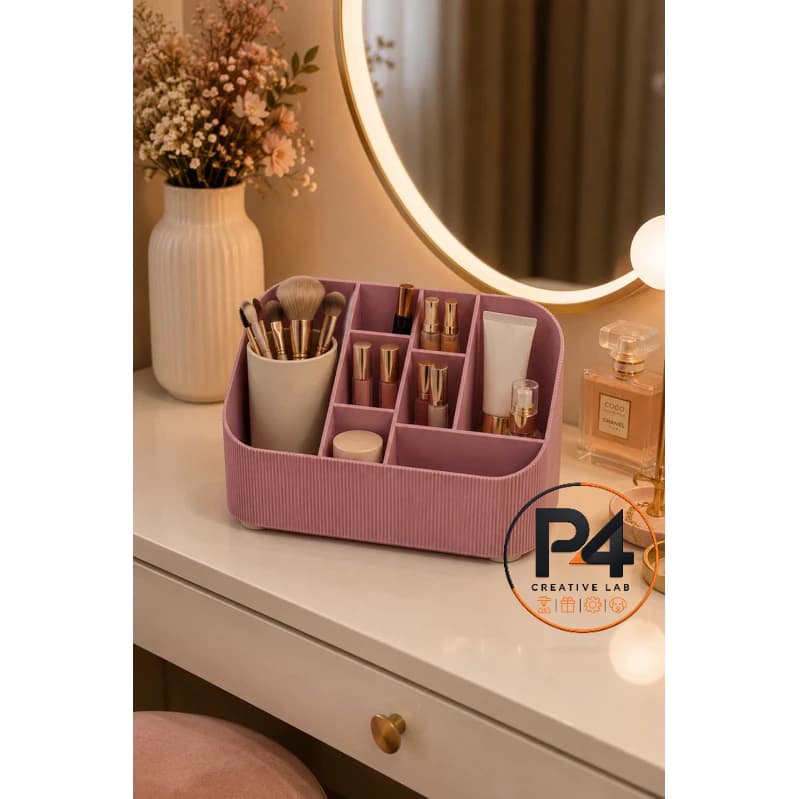 Organizador de Maquiagem e Cosméticos com Divisórias – Porta Pincéis e Acessórios
